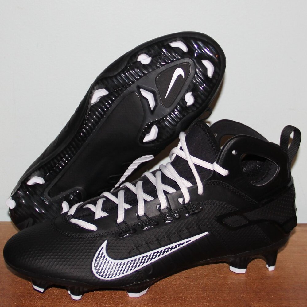 Nike Alpha Huarache 9 Elite Mid Lacrosse Cleats Mens 12 Black White